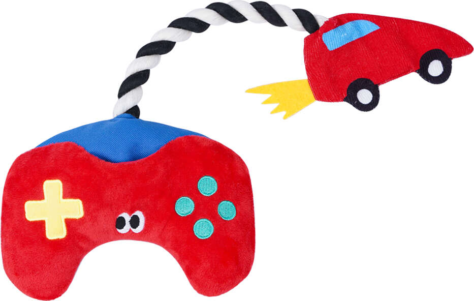 Brinquedo Pelúcia Zeze Mordedor Corda Gameboy Controle Vermelho para Cães - Tam. Único