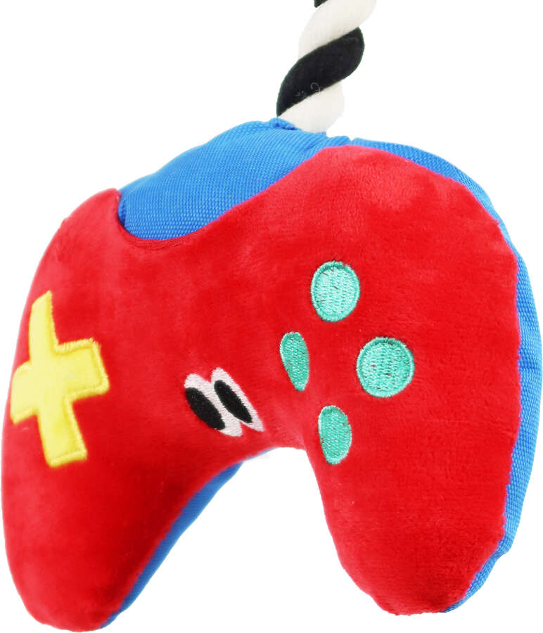 Brinquedo Pelúcia Zeze Mordedor Corda Gameboy Controle Vermelho para Cães - Tam. Único