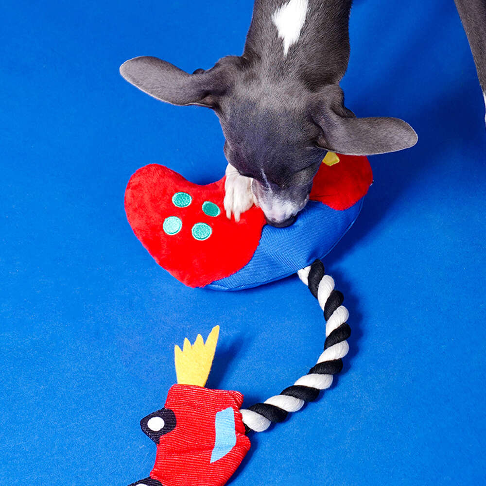 Brinquedo Pelúcia Zeze Mordedor Corda Gameboy Controle Vermelho para Cães - Tam. Único