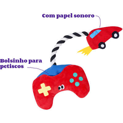 Brinquedo Pelúcia Zeze Mordedor Corda Gameboy Controle para Cães”