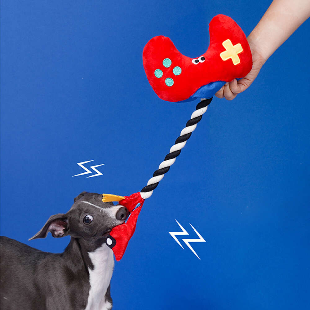 Brinquedo Pelúcia Zeze Mordedor Corda Gameboy Controle Vermelho para Cães - Tam. Único