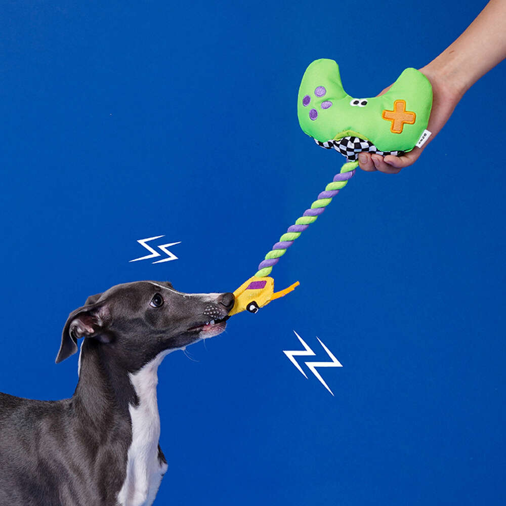 Brinquedo Pelúcia Zeze Mordedor Corda Gameboy Controle Verde para Cães - Tam. Único