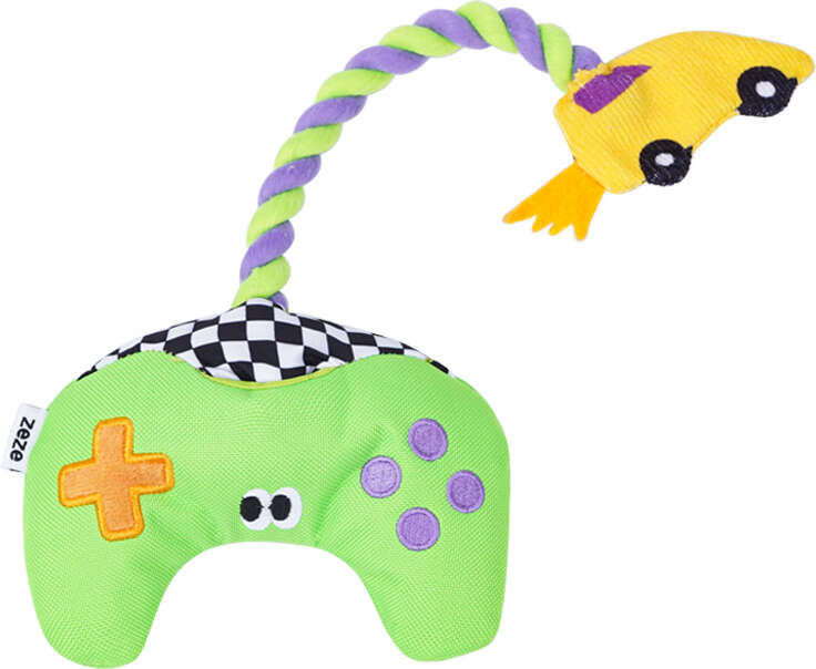 Brinquedo Pelúcia Zeze Mordedor Corda Gameboy Controle Verde para Cães - Tam. Único
