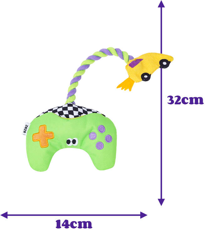 Brinquedo Pelúcia Zeze Mordedor Corda Gameboy Controle Verde para Cães - Tam. Único