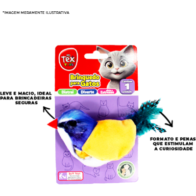 Brinquedo Tex Brasil Pássaro Piu Piu Azul para Gatos