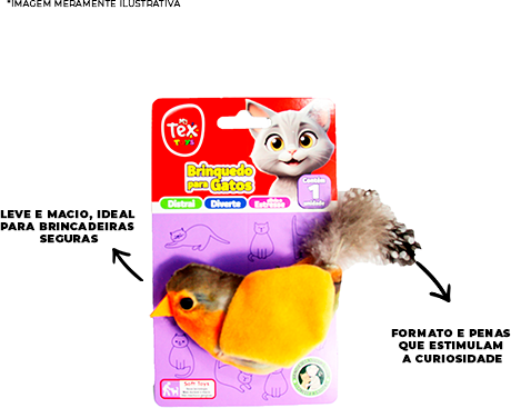 Brinquedo Tex Brasil Pássaro Piu Piu Laranja para Gatos - Tam. Único
