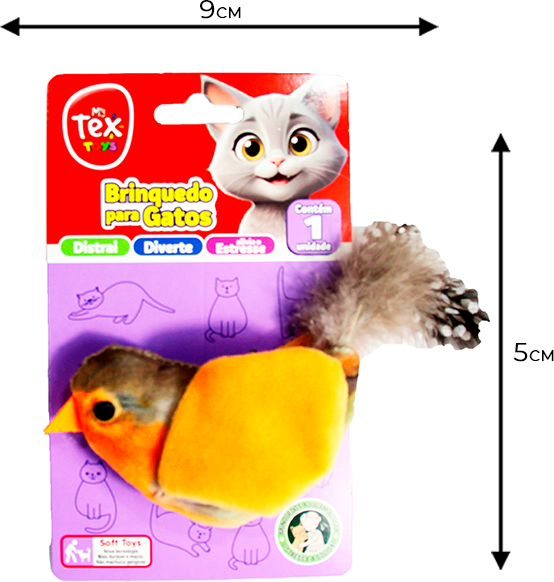 Brinquedo Tex Brasil Pássaro Piu Piu Laranja para Gatos - Tam. Único