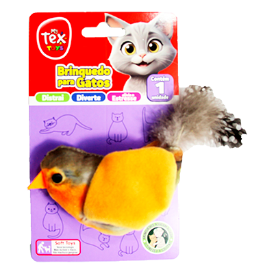 Brinquedo Tex Brasil Pássaro Piu Piu Laranja para Gatos”