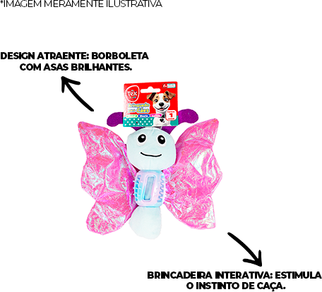 Brinquedo Tex Brasil Borboleta Voadora Rosa para Cães - Tam. Único