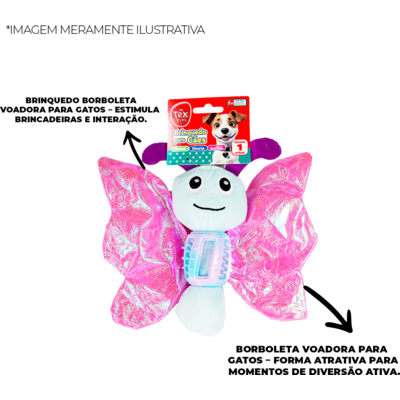 Brinquedo Tex Brasil Borboleta Voadora Rosa para Cães