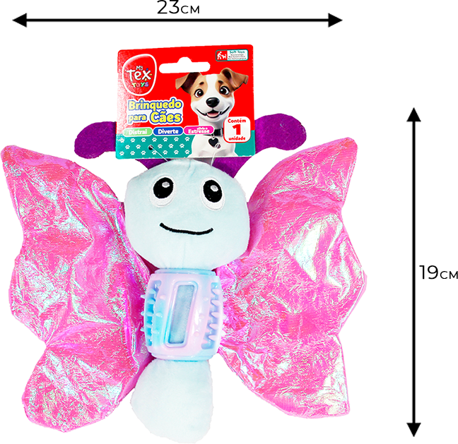 Brinquedo Tex Brasil Borboleta Voadora Rosa para Cães - Tam. Único