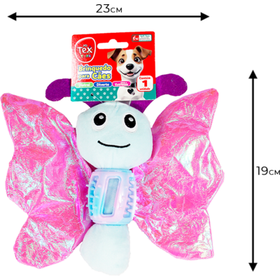 Brinquedo Tex Brasil Borboleta Voadora Rosa para Cães