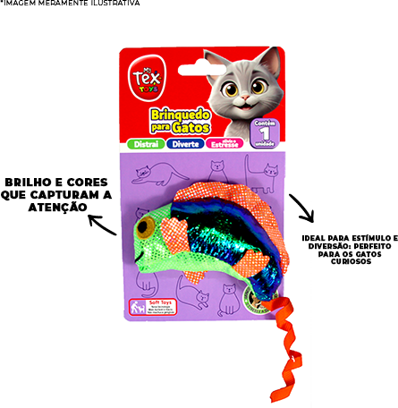 Brinquedo Tex Brasil Camaleão Verde para Gatos - Tam. Único