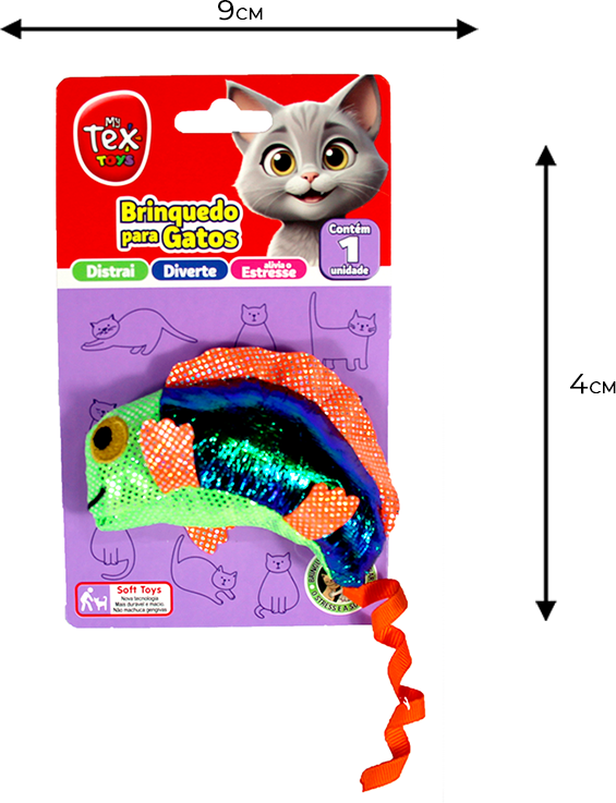 Brinquedo Tex Brasil Camaleão Verde para Gatos - Tam. Único