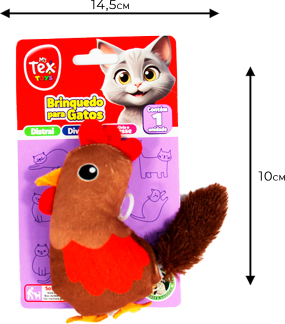 Brinquedo Tex Brasil Galinho Voador Catnip Marrom para Gatos - Tam. Único
