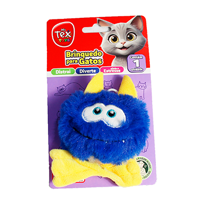 Brinquedo Tex Brasil Monstro 2 Olhos Catnip Azul para Gatos