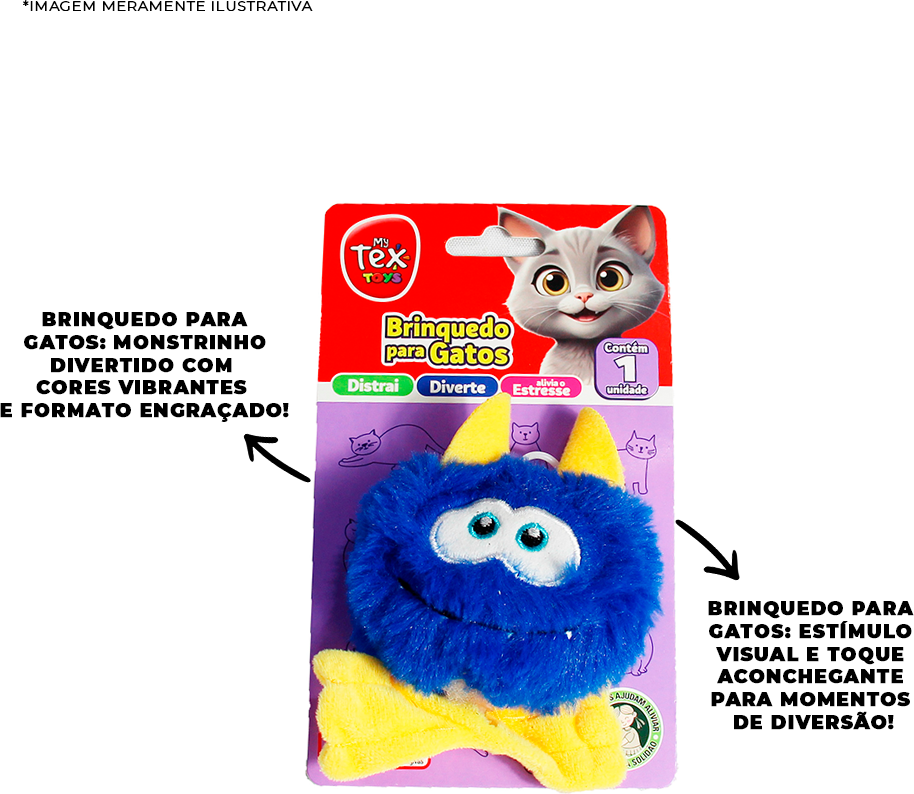 Brinquedo Tex Brasil Monstro 2 Olhos Catnip Azul para Gatos - Tam. Único
