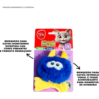 Brinquedo Tex Brasil Monstro 2 Olhos Catnip Azul para Gatos