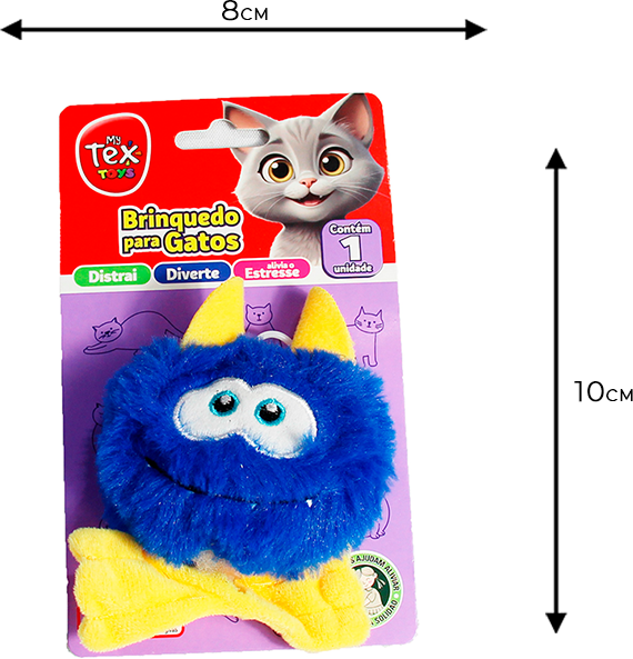 Brinquedo Tex Brasil Monstro 2 Olhos Catnip Azul para Gatos - Tam. Único