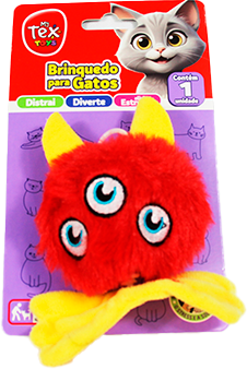 Brinquedo Tex Brasil Monstro 3 Olhos Catnip Vermelho para Gatos - Tam. Único