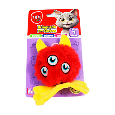 Brinquedo Tex Brasil Monstro 3 Olhos Catnip Vermelho para Gatos