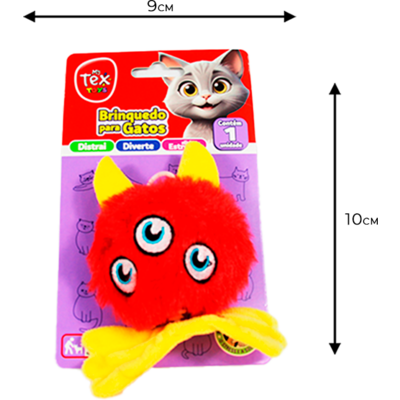 Brinquedo Tex Brasil Monstro 3 Olhos Catnip Vermelho para Gatos