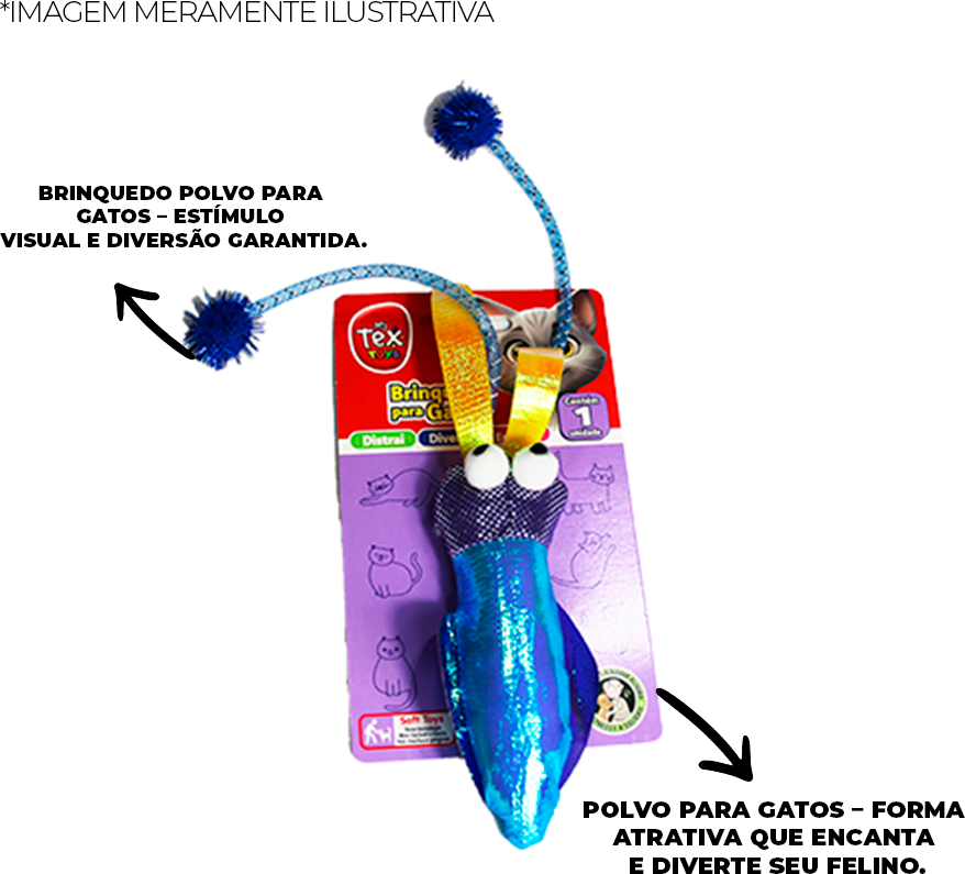 Brinquedo Tex Brasil Polvo Azul para Gatos - Tam. Único