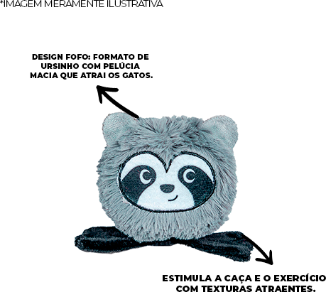 Brinquedo Tex Brasil Ursinho Catnip Cinza para Gatos - Tam. Único