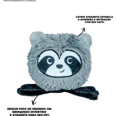 Brinquedo Tex Brasil Ursinho Catnip Cinza para Gatos