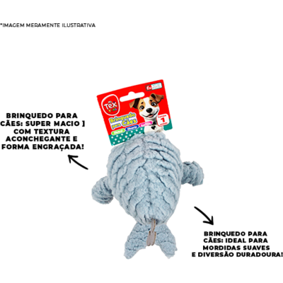 Brinquedo Pelúcia Tex Brasil Baleia Azul para Cães