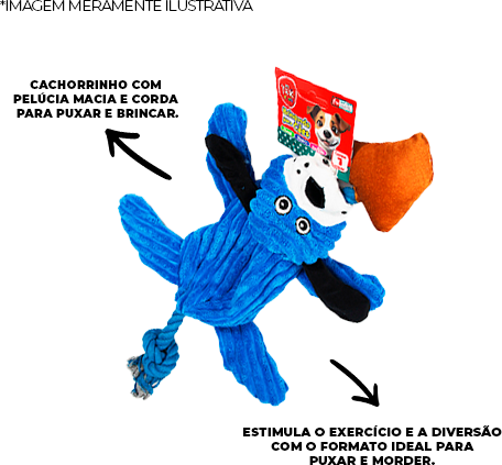 Brinquedo Pelúcia Tex Brasil Cachorrinho com Corda Azul para Cães - Tam. Único