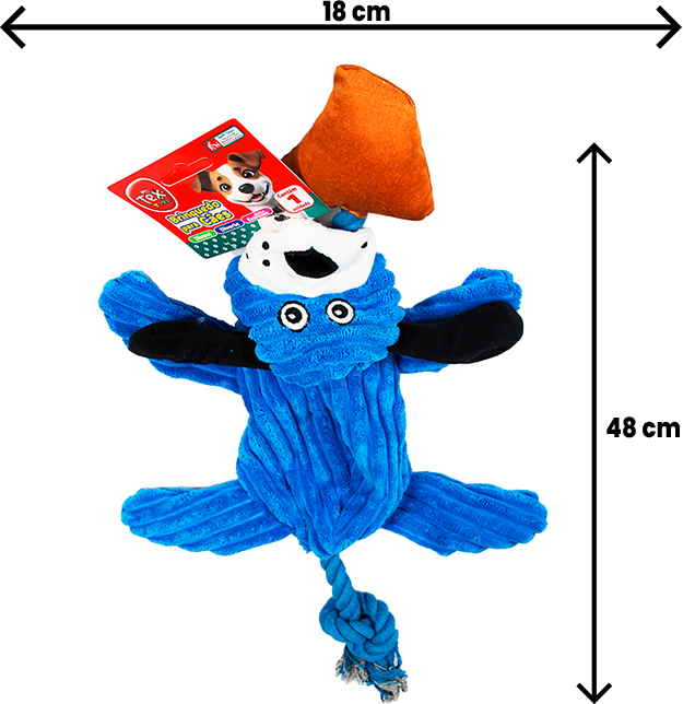 Brinquedo Pelúcia Tex Brasil Cachorrinho com Corda Azul para Cães - Tam. Único