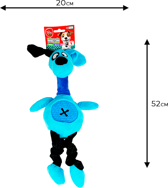 Brinquedo Pelúcia Tex Brasil Cão com Mordedor Azul - Tam. Único
