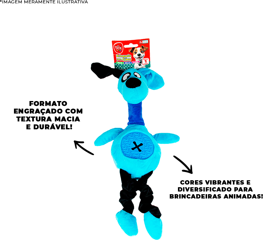 Brinquedo Pelúcia Tex Brasil Cão com Mordedor Azul - Tam. Único