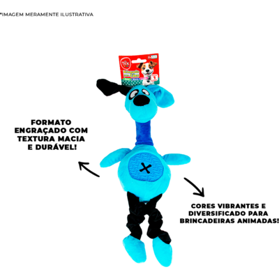 Brinquedo Pelúcia Tex Brasil Cão com Mordedor Azul