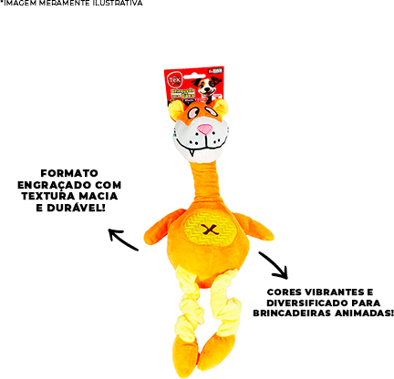 Brinquedo Pelúcia Tex Brasil Gato com Mordedor Amarelo para Cães - Tam. Único