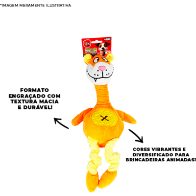Brinquedo Pelúcia Tex Brasil Gato com Mordedor Amarelo para Cães