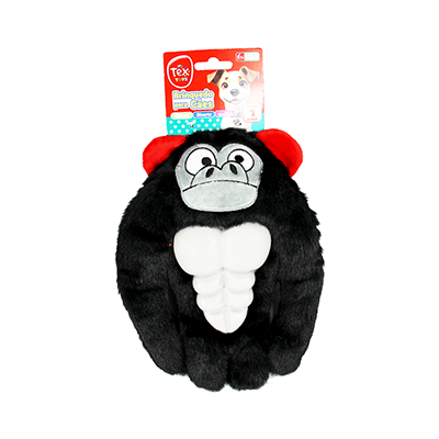 Brinquedo Pelúcia Tex Brasil Gorila com Mordedor Preto para Cães