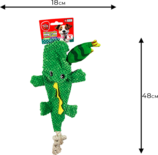 Brinquedo Pelúcia Tex Brasil Jacaré com Corda Verde para Cães - Tam. Único
