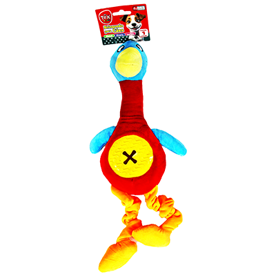 Brinquedo Pelúcia Tex Brasil Patinho com Mordedor Vermelho para Cães