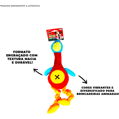 Brinquedo Pelúcia Tex Brasil Patinho com Mordedor Vermelho para Cães
