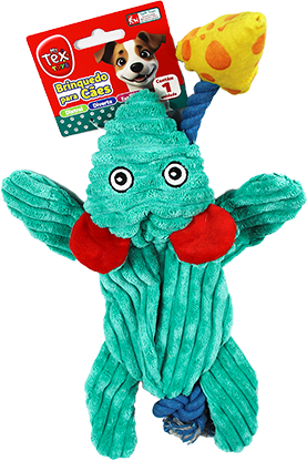 Brinquedo Pelúcia Tex Brasil Ratão e Queijo com Corda Verde para Cães - Tam. Único