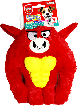Brinquedo Pelúcia Tex Brasil Touro com Mordedor Vermelho para Cães - Tam. Único