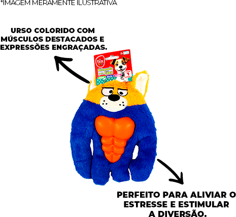 Brinquedo Pelúcia Tex Brasil Urso com Mordedor Azul para Cães - Tam. Único