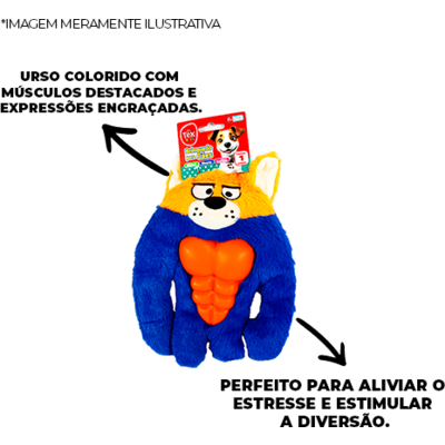 Brinquedo Pelúcia Tex Brasil Urso com Mordedor Azul para Cães