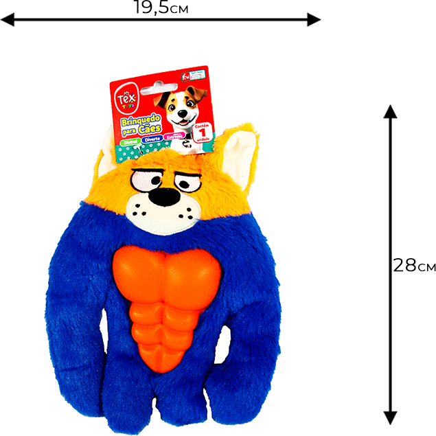 Brinquedo Pelúcia Tex Brasil Urso com Mordedor Azul para Cães - Tam. Único