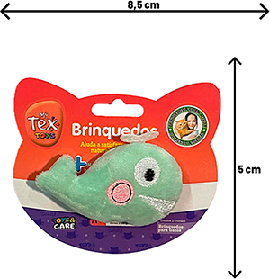 Brinquedo Pelúcia Tex Brasil Baleia Feliz com Catnip Verde para Gatos - Tam. Único