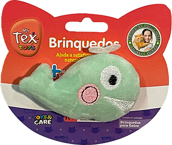 Brinquedo Pelúcia Tex Brasil Baleia Feliz com Catnip Verde para Gatos - Tam. Único