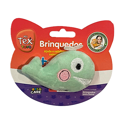 Brinquedo Pelúcia Tex Brasil Baleia Feliz com Catnip Verde para Gatos