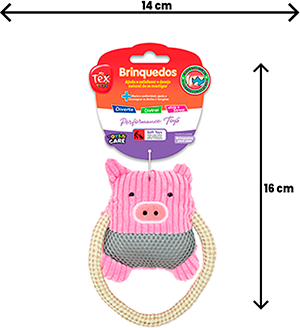 Brinquedo Pelúcia Tex Brasil Porquinho com Corda Rosa para Cães - Tam. Único